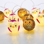 ACA Lighting X061011246 Пластмасова топка бухал – 10 LED батерии 3×AA топла светлина IP20 135 + 30см прозрачен кабел