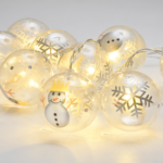 ACA Lighting X061011247 Пластмасова топка снежен човек – 10 LED батерии 3×AA топла светлина IP20 135 + 30см прозрачен кабел