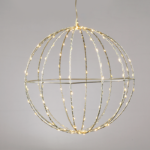 ACA Lighting X0614414226 Сребърна топка Ø30см – 144 мини LED топло бяло сребърна тел адаптер 4.5V IP44 3м кабел