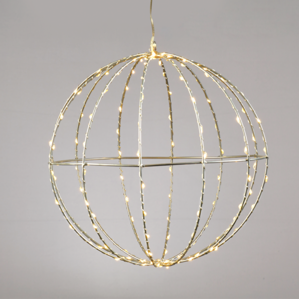 ACA Lighting X0624014226 Сребърна топка Ø40см – 240 мини LED топло бяло сребърна тел адаптер 4.5V IP44 3м прозрачен кабел