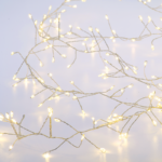 ACA Lighting X063001177 300 клъстер LED гирлянд топла светлина сребриста медна тел адаптер 4.5V DC 8 функции IP44 3м + 3м 6W