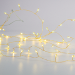 ACA Lighting X063001377 300 клъстер LED гирлянд топла светлина златна медна тел адаптер 4.5V DC 8 функции IP44 3м + 3м 6W