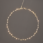 ACA Lighting X066514227 Сребърен кръг Ø50см – 65 мини LED топло бяло сребърна тел адаптер 3V IP44 3м прозрачен кабел