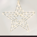 ACA Lighting X067014225 Три звезди – 70 мини LED топло бяло сребърна медна тел адаптер 3.5V IP44 65.5×65.5см 3м прозрачен кабел