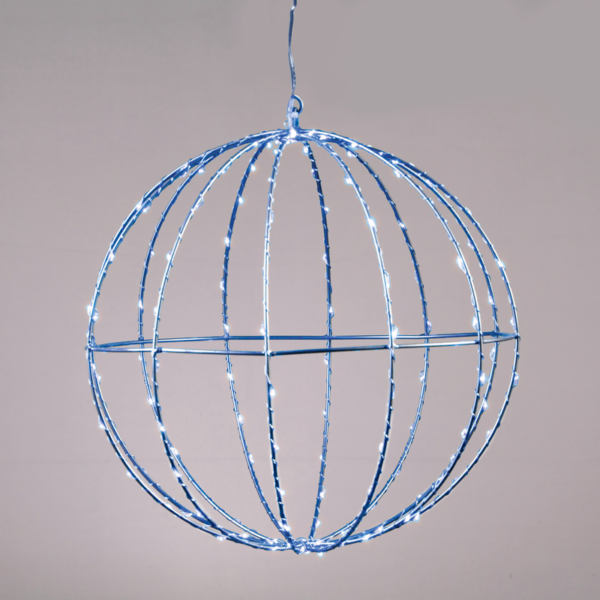 ACA Lighting X069664226 Сребърна топка Ø20см – 96 мини LED синьо сребърна тел адаптер 4.5V IP44 3м кабел