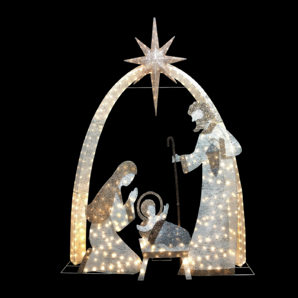 ACA Lighting X0750014104 3D тънсел ясла – Свето семейство 500 LED топло бяло стеди адаптер 4.5V 226×30×310см IP44 5м кабел