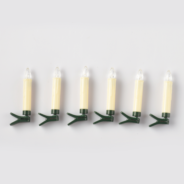 ACA Lighting X0761121 6 бели мини клип свещи – 6×1 LED батерии 6×AAA топла светлина IP20 φ1.5 × 10.5см