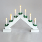 ACA Lighting X0771122 Бял дървен свещник – 7 LED бат. (2×AA) топла светлина IP20 39×4.5×30см