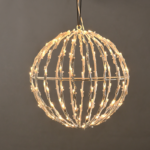 ACA Lighting X081001413 3D топка – 100 LED топло бяло адаптер 4.5V IP44 20×20×21см бял кабел 5 м