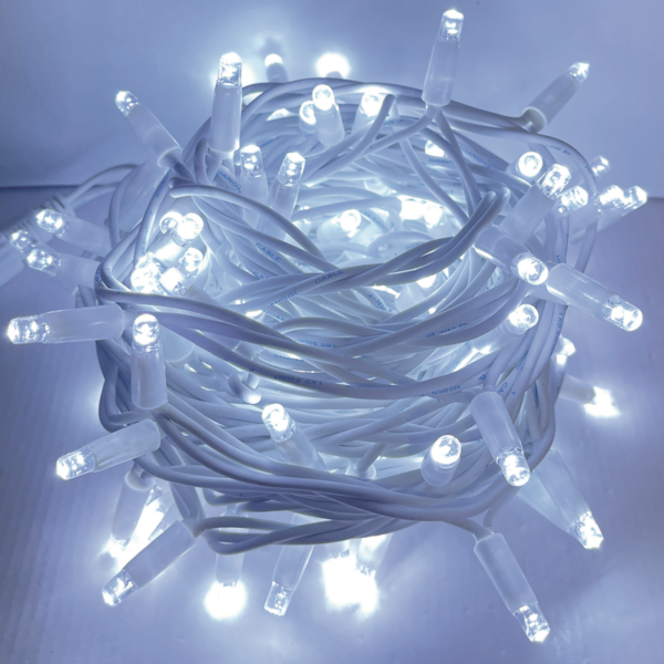 ACA Lighting X081002414 100 LED гумен бял кабел топла светлина свързваемо (макс 20) разстояние 10см 10м IP65 1.5м кабел