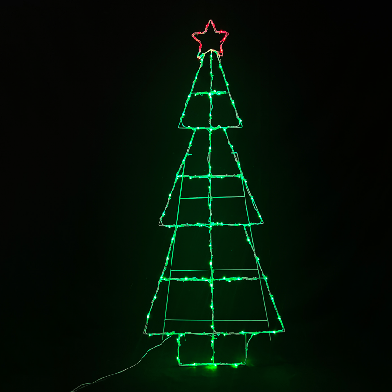 x08100349.png ACA Lighting X08100349 Коледно дърво – 100 LED зелено с червена звезда стеди IP44 60×150см 5м кабел