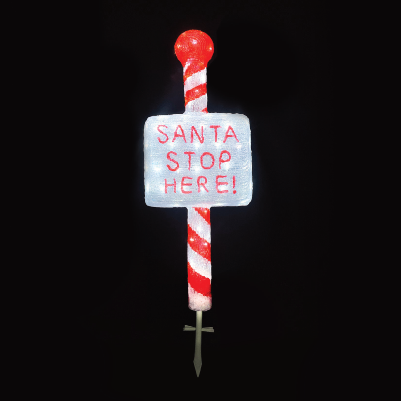 x0812022232.png ACA Lighting X0812022232 Акрилен знак Santa Stop Here” – 120 LED студено бяло IP44 35×13×100см 30см кабел