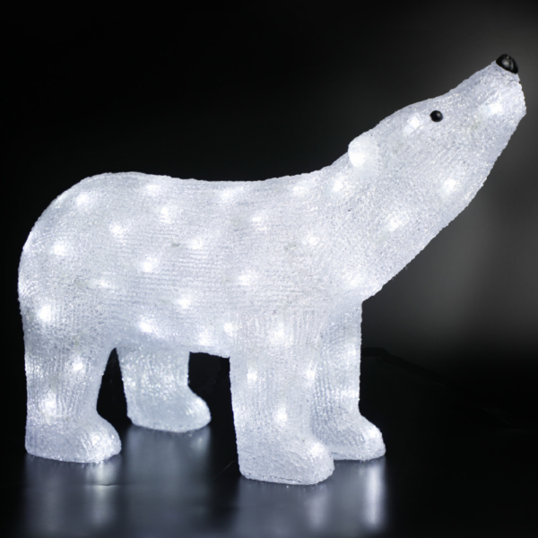ACA Lighting X081202229 Акрилен мечок с вдигната глава – 120 LED студено бяло IP44 55×17.5×37.5см 30см кабел
