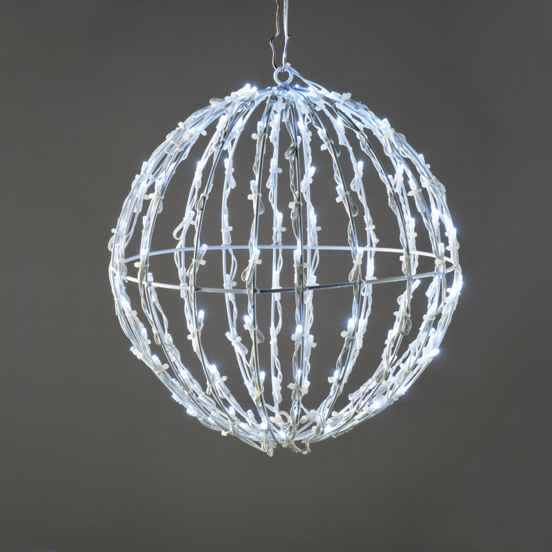 x081202413.png ACA Lighting X081202413 3D топка – 120 LED студено бяло адаптер 4.5V IP44 25×25×26см бял кабел 5 м