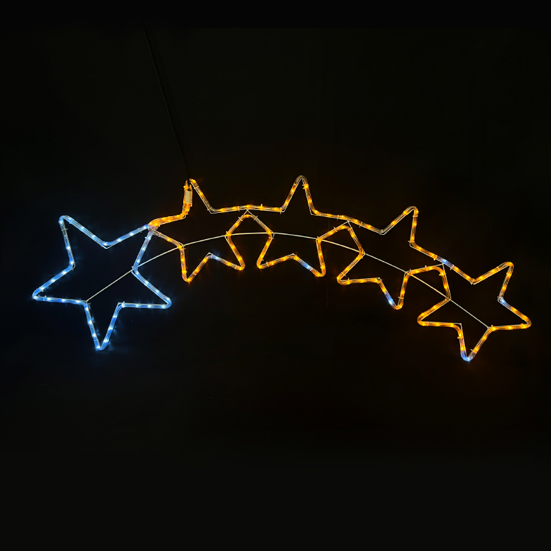 x081442920.png ACA Lighting X081442920 5 звезди – 144 LED 6м лента бяло синьо флаш IP65 150×50см 1.5м кабел