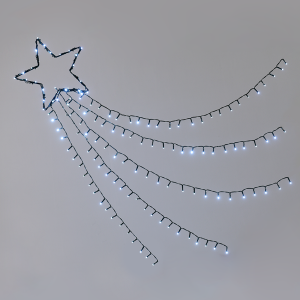 ACA Lighting X081502225 Shooting Star – 5 реда 150 студени LED 8 функции адаптер 4.5V IP44 30см (1м ред) 5м кабел