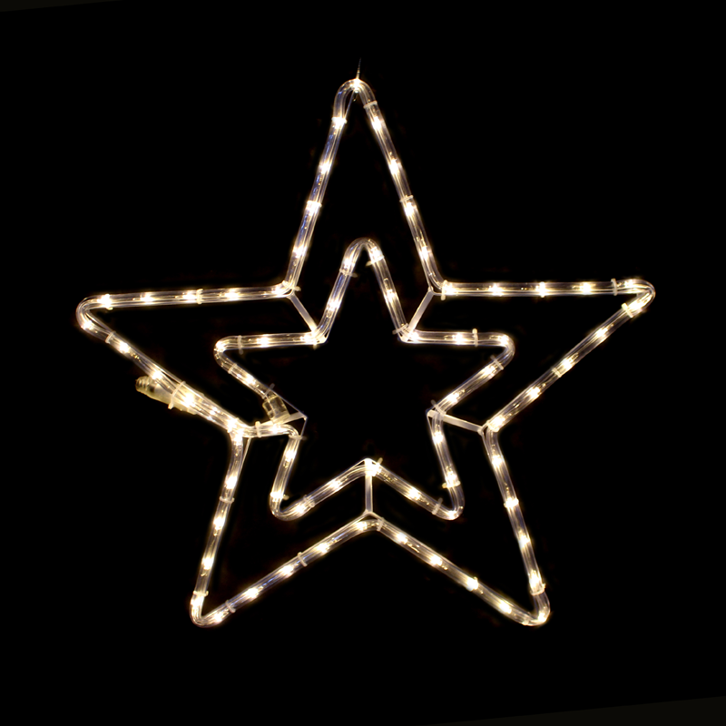 x081811116n.png ACA Lighting X081811116N Двойни звезди – 60 LED 2.5м лента топло бяло IP65 Ø46см 1.5м кабел