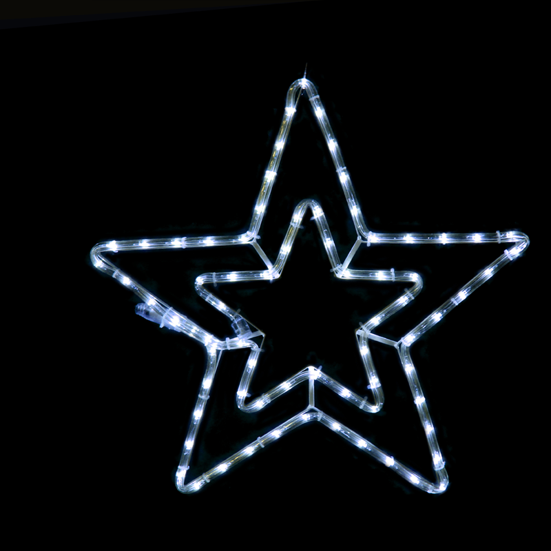x08182116.png ACA Lighting X08182116 Двойни звезди – 60 LED 2.5м лента студено бяло IP44 Ø46см 1.5м кабел