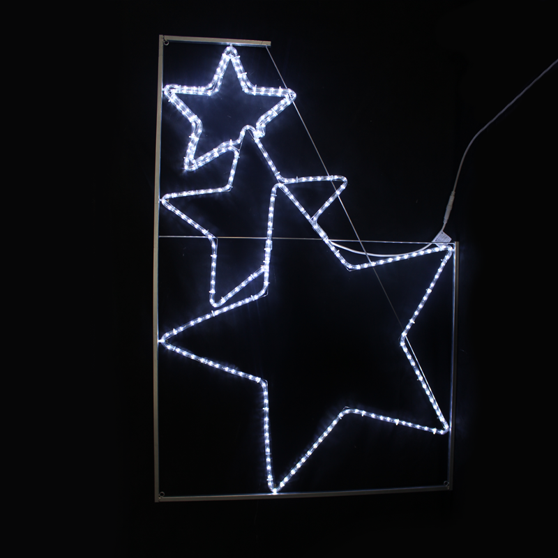 x082882215.png ACA Lighting X082882215 Три звезди – 288 LED стълбов мотив 8м 2-жилна въжена лента студено бяло стеди IP44 100×150см 1.5м кабел