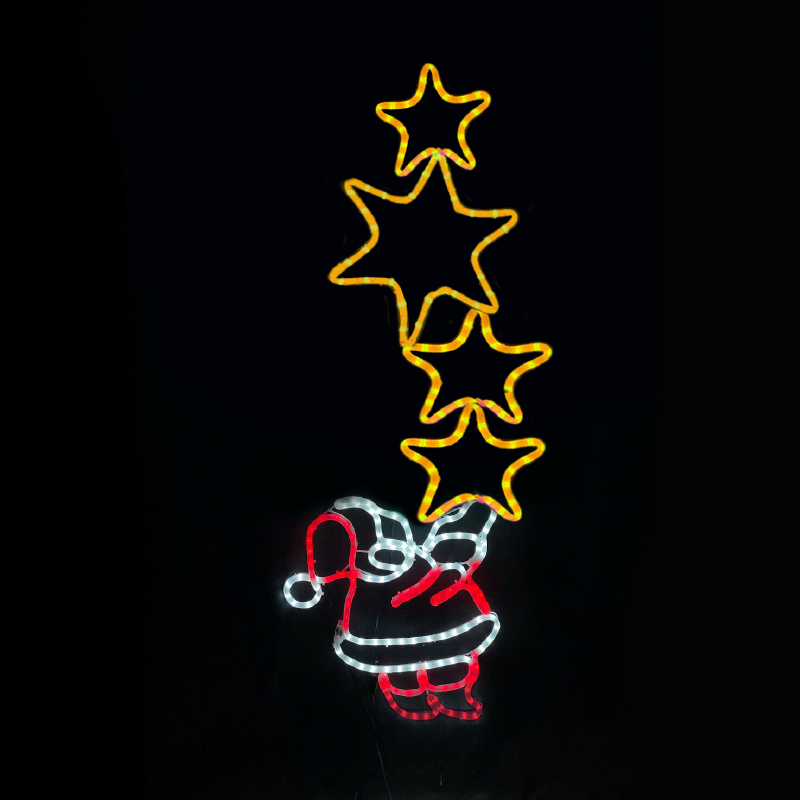 x083363225.png ACA Lighting X083363225 Санта със звезди – 336 LED 9.35м лента мултиколор флаш IP65 49×144см 1.5м кабел