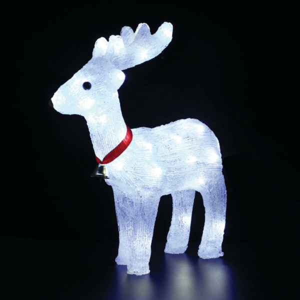ACA Lighting X0840224 Акрилен изправен елен с панделка – 40 LED студено бяло IP44 31×13.5×33см 30см захранващ кабел