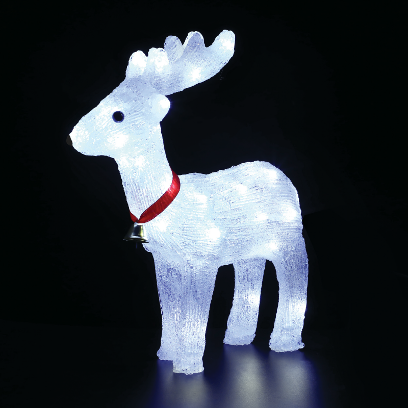 x0840224.png ACA Lighting X0840224 Акрилен изправен елен с панделка – 40 LED студено бяло IP44 31×13.5×33см 30см захранващ кабел