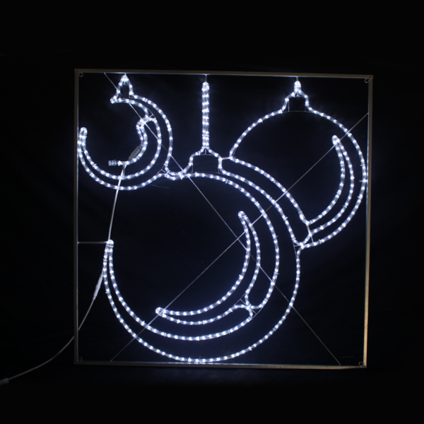 ACA Lighting X0841422113 Три коледни топки – 414 LED стълбов мотив 11.5м 2-жилна въжена лента студено бяло стеди IP44 120×120см 1.5м кабел