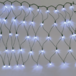 ACA Lighting X0850211 50 LED мрежа студена бяла светлина адаптер 24V DC свързваемо до 12 комплекта IP44 55×80см зелен кабел + 5 куки