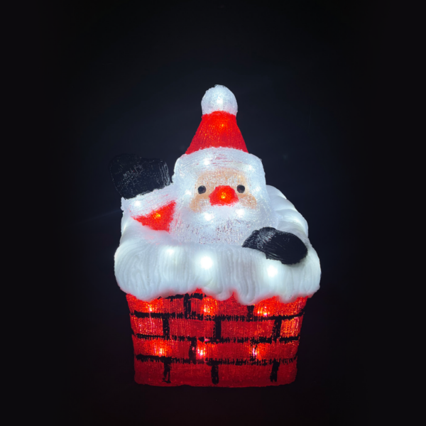 ACA Lighting X08502231 Акрилен Дядо Коледа в комин – 50 LED студено бяло IP44 23.5×23.5×35см 30см кабел