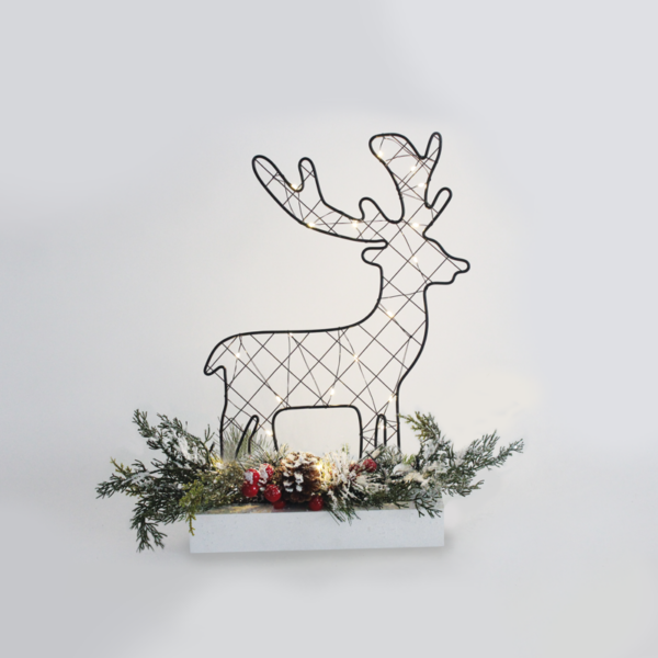 ACA Lighting X09301102 REENDEER маса – 30 мини топли LED сребърна тел бат. (3×AA) IP20 25×5×30см