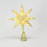 ACA Lighting X112011271 Златна звезда от ламе (тип 1) 20 мини LED топла светлина бат. 3×AA IP20 28×5×20см