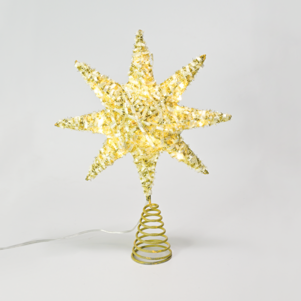 ACA Lighting X112011271 Златна звезда от ламе (тип 1) 20 мини LED топла светлина бат. 3×AA IP20 28×5×20см