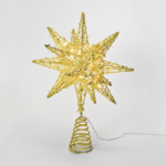 ACA Lighting X112011272 Златна звезда от ламе (тип 2) 20 мини LED топла светлина бат. 3×AA IP20 28×5×20см