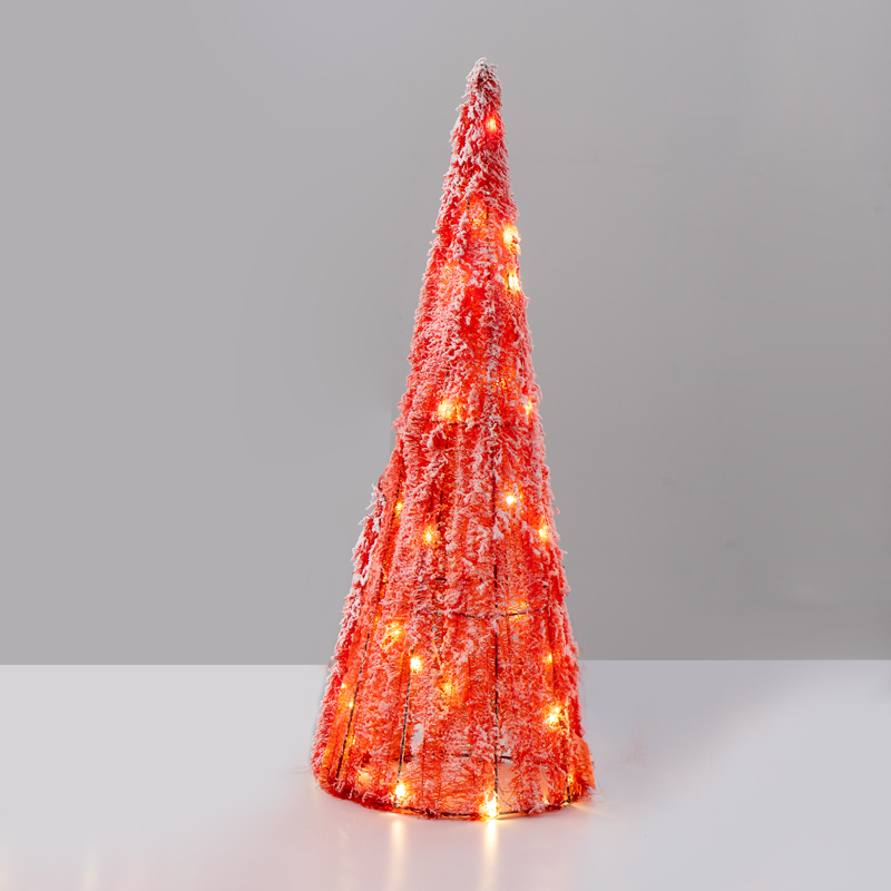 x112011331.png ACA Lighting X112011331 Червена tinsel конусна елха 20 мини топли LED бат. 3×AA IP20 Ø18.5×50см