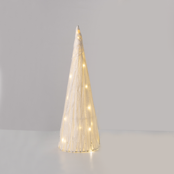 ACA Lighting X114011323 Бяла хартиена конусна елха 40 мини топли LED бат. 3×AA IP20 Ø27.5×90см