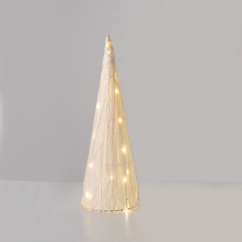 x114011323.png ACA Lighting X114011323 Бяла хартиена конусна елха 40 мини топли LED бат. 3×AA IP20 Ø27.5×90см