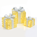 ACA Lighting X1190115 Комплект копринени златни подаръчни кутии със сребърна панделка 90 LED (20+30+40) бат. 3×3AA IP20 18 24 30см