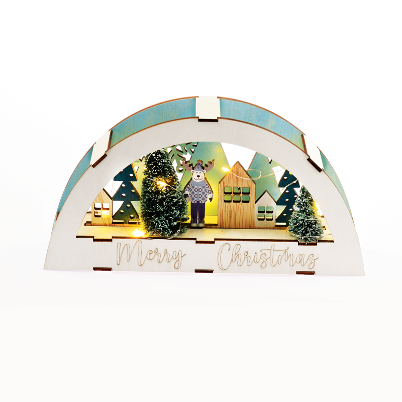 x13101105.png ACA Lighting X13101105 Дървена декорация XMAS – 10 топли LED бат. (2×AAA) IP20 26×5.5×13.5см