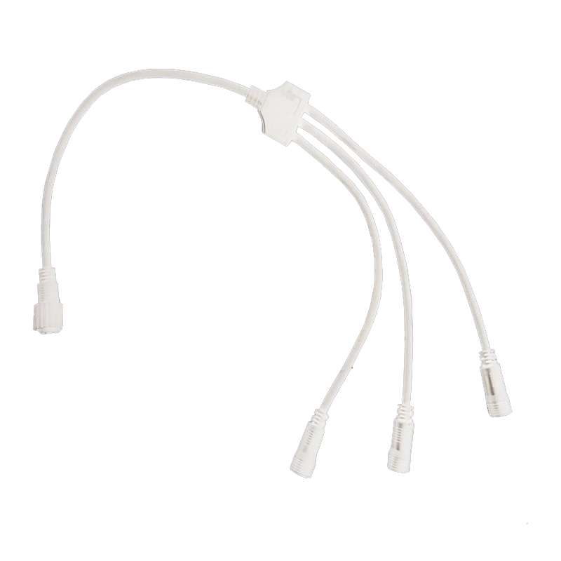 xconr3outw.png ACA Lighting XCONR3OUTW Бял кабелен конектор за 2-жилна маркуч-лайт декорация (1 към 3) IP44 0.5 м
