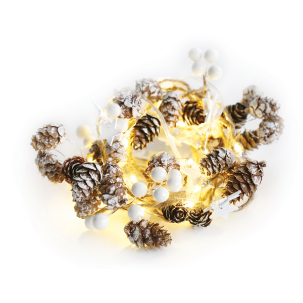 ACA Lighting XK20WW2A Коледна гирлянда Бяла звезда – 20 LED топла светлина батерии 2×AA IP20 180 + 30см прозрачен кабел