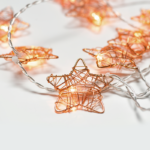 ACA Lighting X061011231 Метални звезди – 10 LED батерии 3×AA топла светлина меден метал IP20 135 + 30см прозрачен кабел