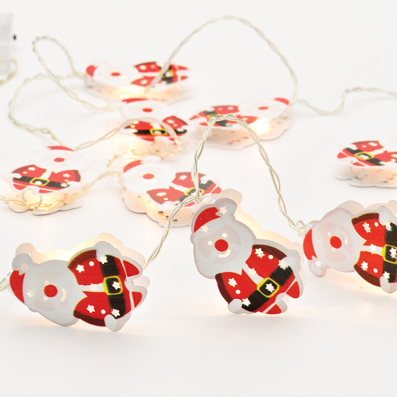xmsanta102a.png ACA Lighting XMSANTA102A Метален мотив Дядо Коледа – 10 LED батерии 3×AA топла светлина IP20 135 + 30см прозрачен кабел