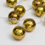 ACA Lighting XPGBALL10WW2A Пластмасови топки – 10 LED батерии 3×AA топла светлина златна пластмаса IP20 135 + 30см прозрачен кабел