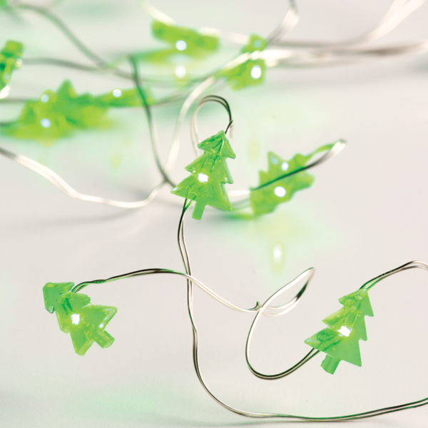 ACA Lighting XSW20G2ATREE Мотив коледна елха – 20 LED зелена светлина сребриста медна тел батерии 2×AA IP20 2м + 10см 1.2W
