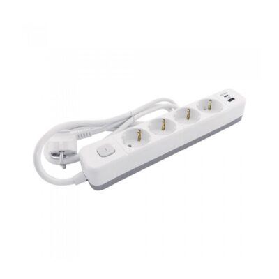 Vito 8007040 РАЗКЛОНИТЕЛ С КЛЮЧ UNICO N4U СЪС ЗАЩИТА ЗА ДЕЦА 1 5M КАБЕЛ 3G1 5 USB A USB C БЯЛ СИВ