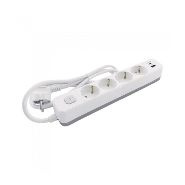 Vito 8007040 РАЗКЛОНИТЕЛ С КЛЮЧ UNICO N4U СЪС ЗАЩИТА ЗА ДЕЦА 1 5M КАБЕЛ 3G1 5 USB A USB C БЯЛ СИВ