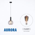 Vivalux VIV005301 Полилей AURORA SSP981-1H 1хE27 метал+стъкло черен
