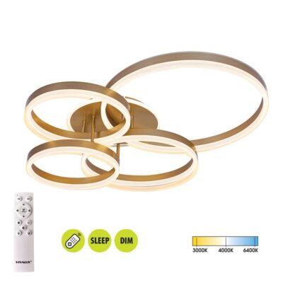 Vivalux VIV005326 LED плафон AVALON LED 80W злато CCT 3000-4000-6400K