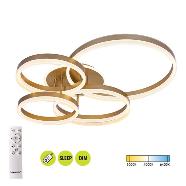 Vivalux VIV005326 LED плафон AVALON LED 80W злато CCT 3000-4000-6400K
