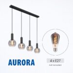 Vivalux VIV005302 Полилей AURORA SSP982-4H 4хE27 метал+стъкло черен